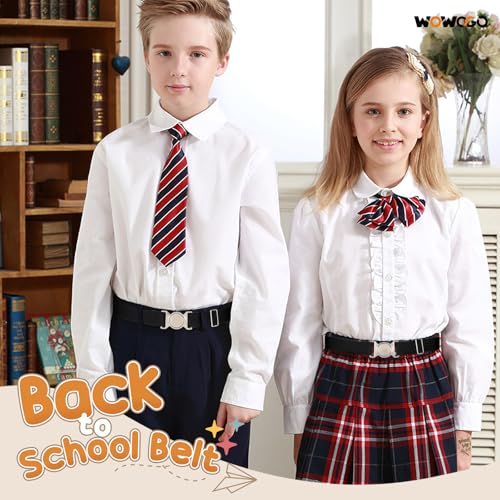 2 Pack Kids Boys Girls Belt Elastic Adjustable Child Stretch Silver Buckle Belts for School Uniform Pants Jeans3