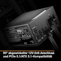 be quiet! Power Zone 2 1200W Netzteil, 80 Plus Platinum und Cybenetics Platinum Zertifizierung, semi-Passive Kühlung, Pure Wings 3 140mm Lüfter, 90° abgewinkelter 12V-2x6-Anschluss, PCIe 5.1/ATX 3.1 – Ansicht 6