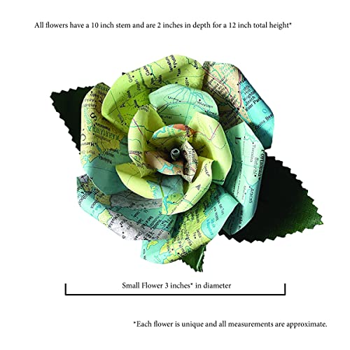 Map Page Flower - Handmade Rose Made From Damaged Atlas By Literary Blooms - Small Approximately 3" Across #TOP4