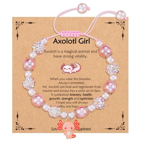 Get Well Gifts For Kids Girls Women After Surgery Recovery Sympathy Gifts Get Well Soon Gift Baskets Care Package Axolotl Bracelet for Girls Teen Teenage 4 5 6 7 8 9 10 12 14 16 Year Old