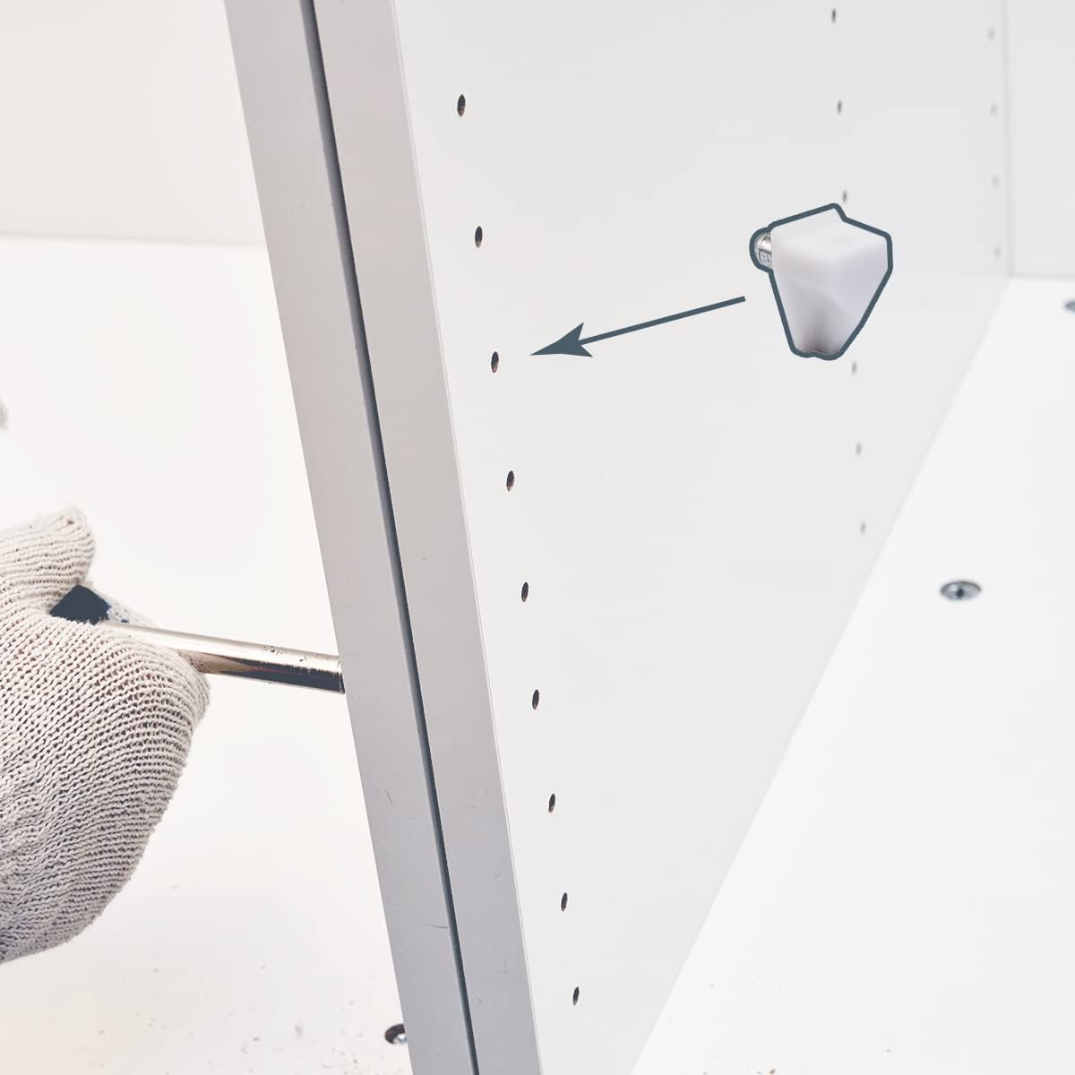 POWERTEC QP1506 White Shelf Pegs 5mm, Plastic Support, 5 mm