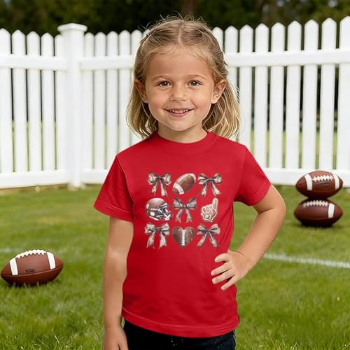Image of JINTING Football Shirts for Boys Girls Game Day Tshirt Toddler Football Season Tee Kids Bow Coquette Tops