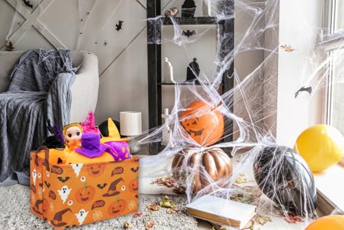 Image of Essme Rectangular Halloween Baskets,Kids Basket Empty with Handles,Cute Baskets for kids Room Decor,Boys and Girls, Candy Bins,( Halloween).