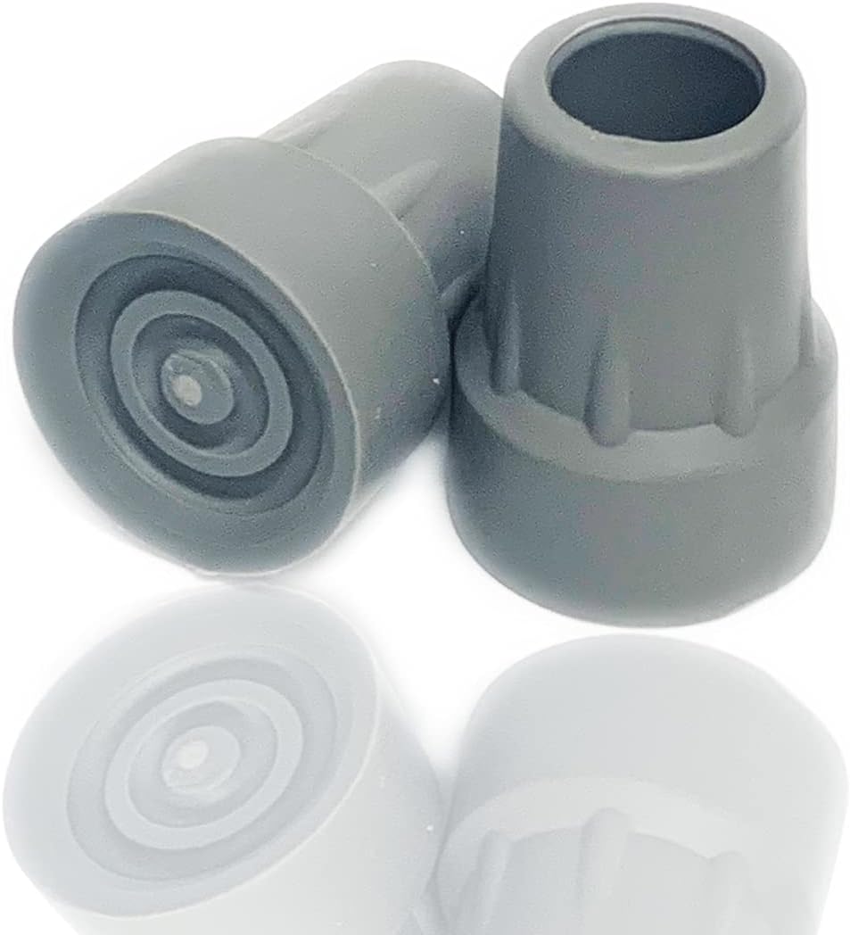 Crutch Tips, Replacement Medical Drive Cane Tips, 7/8 Inch, Gray, 2 Pcs