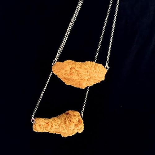 Miniatura 7 de Collar con colgante de pollo frito de BlingGlow con diseño de simulación de pollo frito y adorable joyería de alimentos realista, pierna de pollo