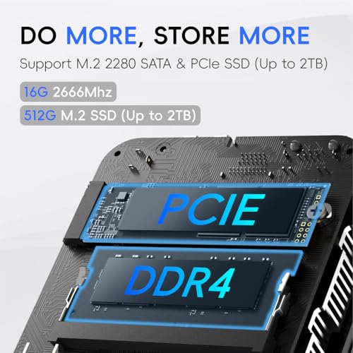 Image of MegaPC Mini PC 16GB DDR4 512G SSD Twin Lake N150 Windows 11, 4K Dual display HDMI+DP+2xUSB 3.2+2xUSB 2.0+WiFi,BT, Small PC Desktop for Business Home Office Mini PC-D01