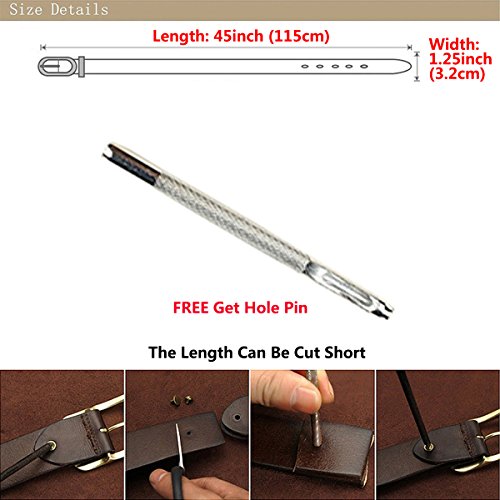 Women's Cowhide Leather Belt Vintage Pin Buckle with Flower Pattern (White)4