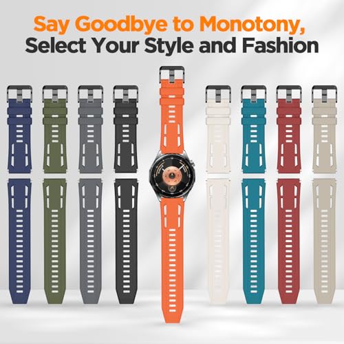 Image of 22mm Silicone Watch Band Compatible with Huawei Watch GT 6 46mm Strap,Multi-hole Design Straps with Black Metal Connector and Buckle Compatible with Amazfit Balance 2 Bands