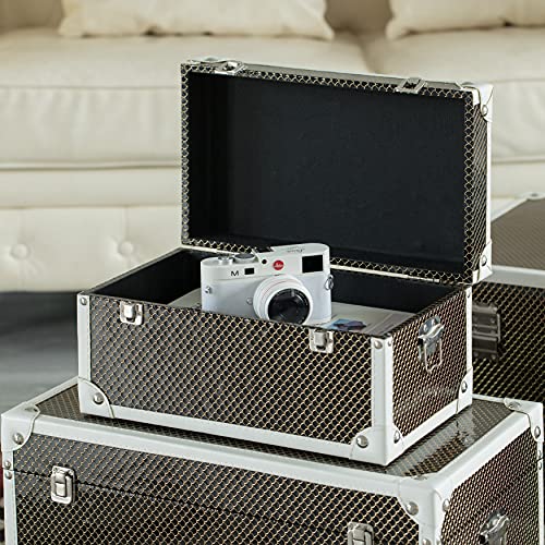 Vintiquewise Faux Leather Storage Trunk Set Of 3 #TOP4