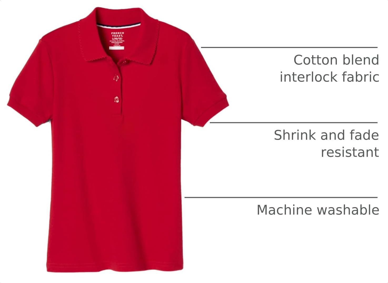 French Toast Girls' Short Sleeve Picot Collar Polo School Uniform Shirt (Standard and Plus) image 5