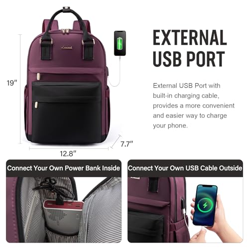 Image of LOVEVOOK Laptop Backpack for Women Girls, 15.6 Inch Waterproof Computer Backpack Student School Cute Bookbag Computer Bag
