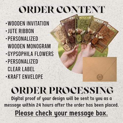 Trendprintstore Floral Wooden Wedding Invitations & Gypsophila Flowers thumb #1