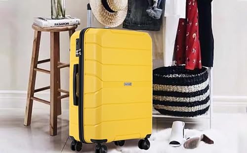 Travelhouse Hardshell Luggage 3 Piece Set Suitcase Pp Hardshell With Spinner Wheels And Tsa Lock 20In 24In 28In Women (Yellow) #TOP7