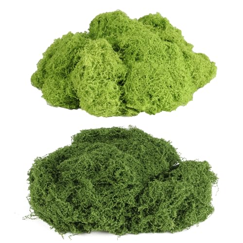 100g Künstliches Moos, Kunstmoos zum Dekorieren, Dunkelgrün & Hellgrün Kunstmoos zum Basteln, Deko Bastelmoos Natürliche Dekomoos Fake Moos für Aquarium Wand Miniatur Modellbau Blumen Frühlingsdeko