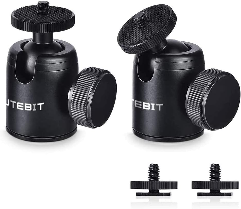 2 Pack Tripod Ball Head,UTEBIT 360° Rotatable Mini Ball Head with 1/4" Hotshoe Adapter for DSLR Cameras HTC Vive Tripods Monopods Camcorder Light Stand Speedlight Quick Release,Max. Load 11lbs : Electronics