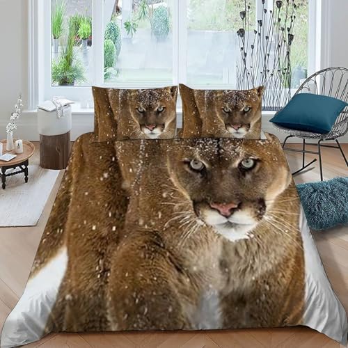 Housse de couette guépard microfibre 3D King 220x240 pour lit double - 3