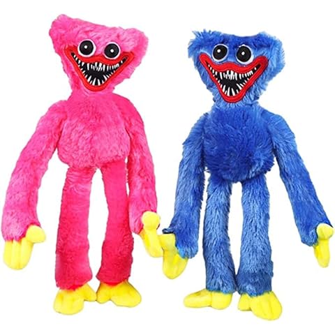 NECESSARY (2 PACK) Huggy Wuggy Plushies Toy, Blue Monster Horror Plush Monster Toy, Cute Funny Stuffed Dolls, Horror Game Surrounding Doll for Kids and Fans Collect Gift Toys (Blue + Pink) Cover