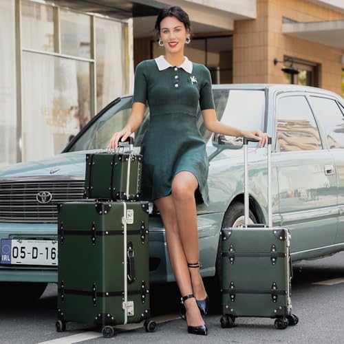Image of universal trotter Vintage Luggage Set, Retro Trunk PU Leather Suitcases