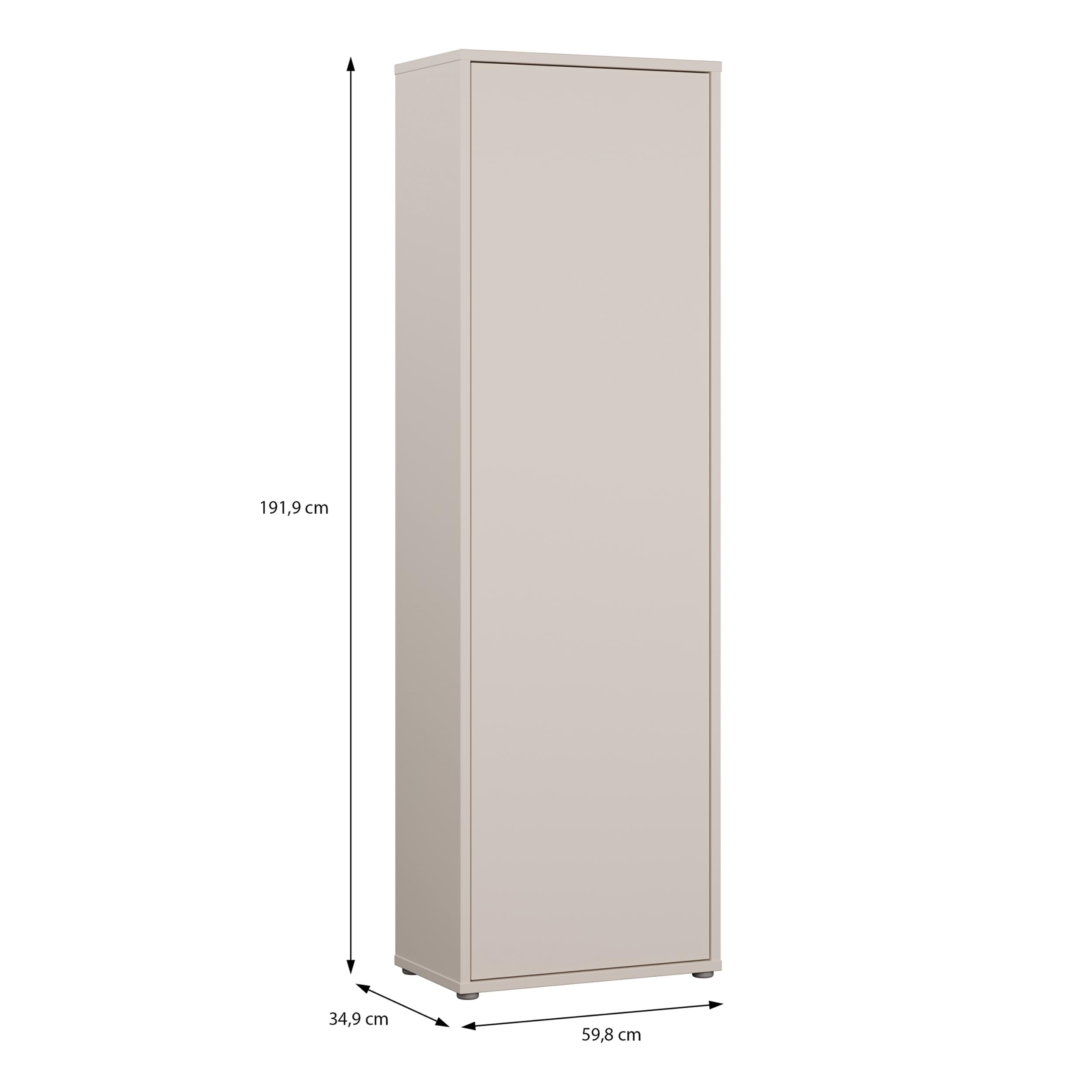 Forte Alice Springs Garderobenschrank 60, Moderne Garderobe mit Kleiderstange und Einlegeböden, Flur, Holzwerkstoff, Kaschmir Beige, 59,8 xm breit x 191,9 cm hoch x 34,9 cm tief