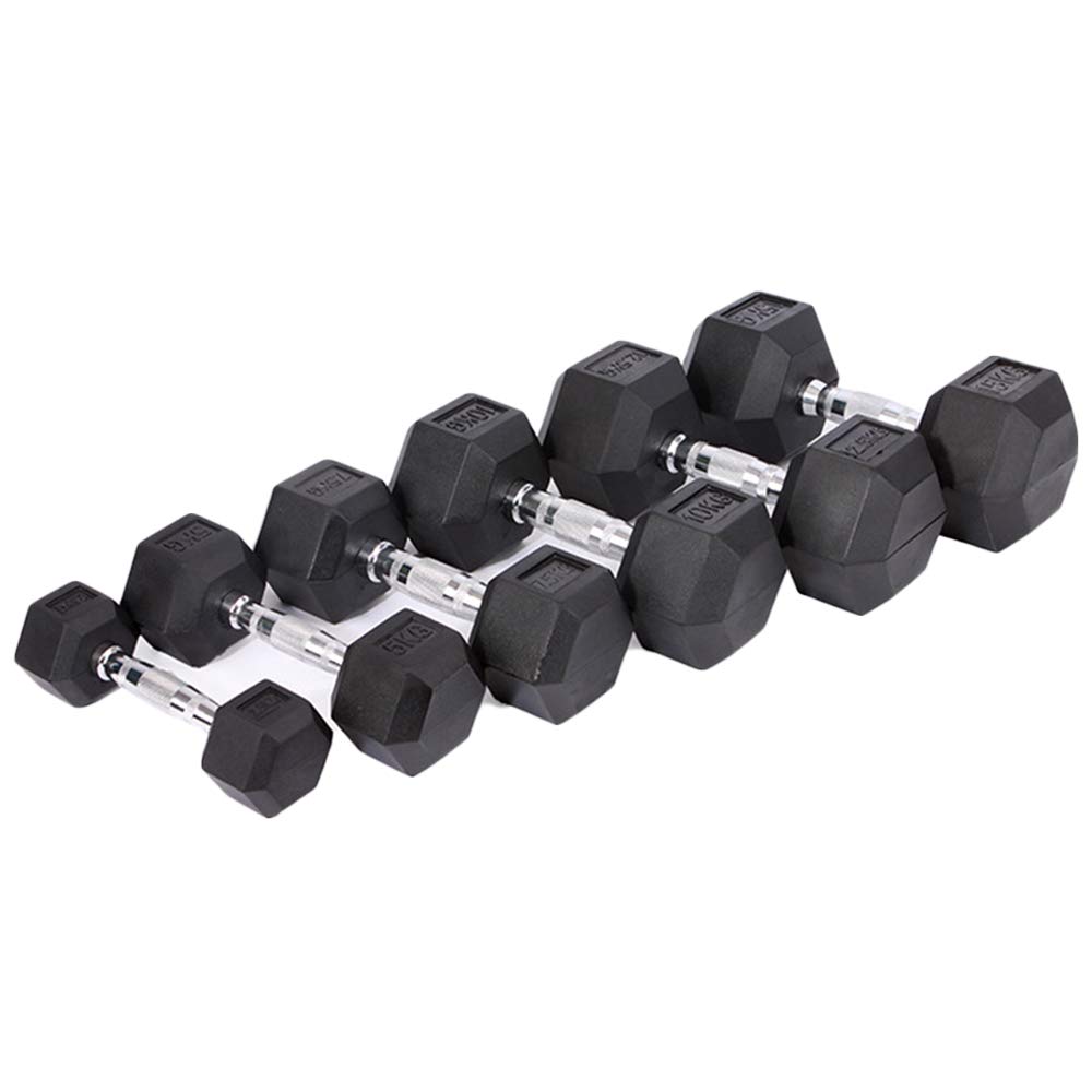 AKT Gumowe hantle hex 1 PC – 2,5 kg – 15 kg ciężaru, żeliwo, masywne hantle do domu, na siłownię, fitness, 2,5 kg