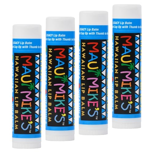 MAUI MIKE'S-Best Tasting Pina Colada Lip Balm for Chapped Lips. (4 pack) Glides on Smooth for Soothing Lip Care with Aloe, Vitamin E - Restore Dry Lips Today! (Pina Colada)
