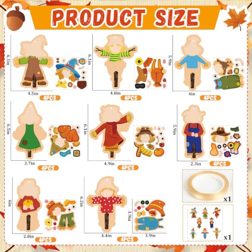 Sealmic Fall Scarecrow Craft Sticker Kit Fall Crafts for Kids DIY Autumn Thanksgiving Ornament Set Make Your Own Scarecrow Ornaments for Home Class Game Activities Party Supplies - Image 3