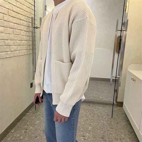Mens Open Front Cardigan Sweaters Casual Long Sleeve Knitted Sweater with Pockets Loose Fit Knitwear Outerwear2