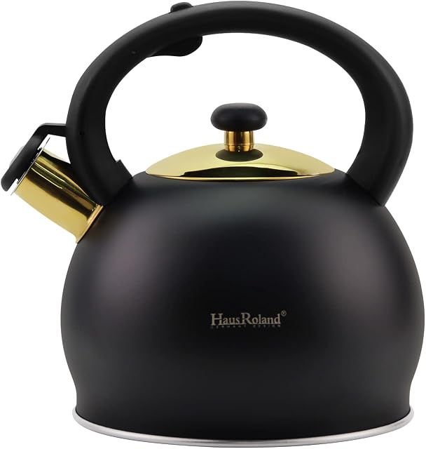 SHANGZHER Stovetop Tea Kettle for Gas Hobs 3L Stainless Steel Induction Kettle with Whistle Black Color Fixed Sturdy Handle