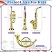 Treela Set of 4 Musical Instruments for Kids, Toy Clarinet Saxophone Trumpet and Horn Set for Beginners with Over 10 Color Coded Keys, Christmas Educational Musical Gifts for Children Toddlers(Gold)