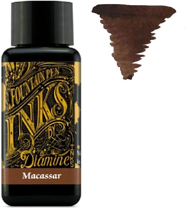 Diamine - 30ml Fountain Pen Ink - Colour Wheel - 6 x Bottles - Autumn Oak, Syrah, Macassar, Earl Grey, Aurora Borealis, Twilight