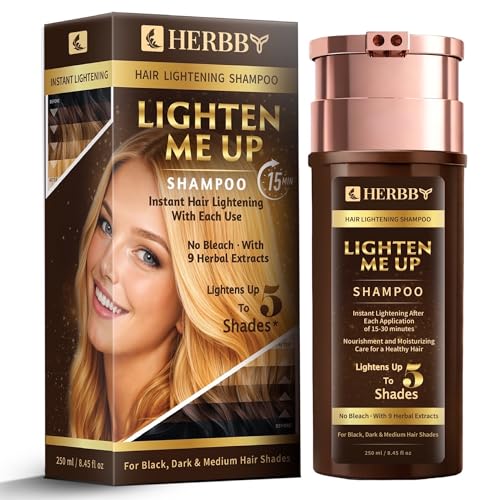 HERBBY Hair Lightening Shampoo, Bleach-Free with 9 Herbals Formula for Lightening Black, Dark &...