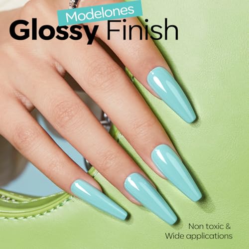 Image of modelones Mint Blue Gel Nail Polish Baby Blue Gel Polish Jade Nail Poish Soak Off Pastel U V Nail Design Salon Nail DIY Manicure 15 ML