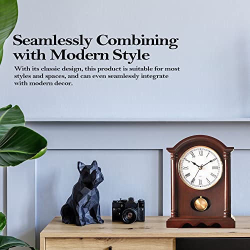 Image of AYRELY Classic Grandfather Mantel Clock for Living Room Deco, Elegant Wooden Finish, Gold-Tone Pendulum, Desk Clock for Living Room, Bedroom, Farmhouse Decor