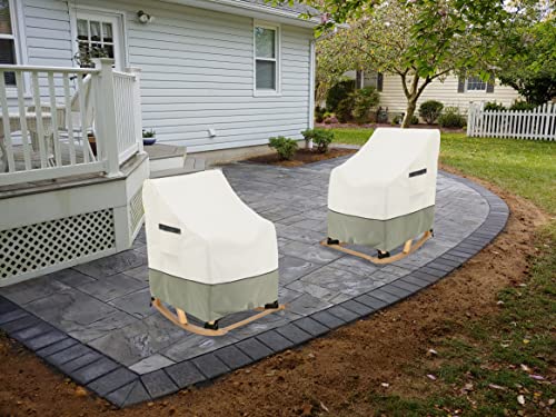 Lsongsky Patio Rocking Chair Cover 2-Pack,Rocking Chair Covers For Outdoor Furniture, 27.5W X 32.5D X 39H Inch,Rocking Chair Covers Waterproof,White&Grayish Green #TOP5