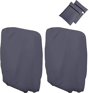 Donken Klappstühle Schutzhülle, 2 Stück Gartenstühle Abdeckung Oxford Abdeckhaube Winddicht, Anti-UV, Staubdicht für Gartenmöbel Liegestuhl Klappbar Deckchair Klappstuhl mit Beutel (Dunkelgrau)
