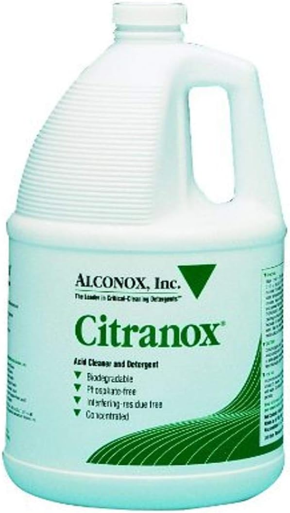 Alconox 1801 Citranox Phosphate-Free Concentrated Cleaner and Metal Brightener, 1 gallon Plastic Bottle
