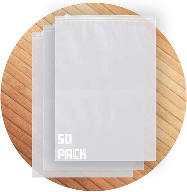 Frosted Zip Lock Clothes Bags x50, 28x35cm Travel Space Saver Storage Bags To Protect From Water, Dust and Grime, Resealable Large Plastic Luggage Pouch For Clothes, Storage, Towels and Organising