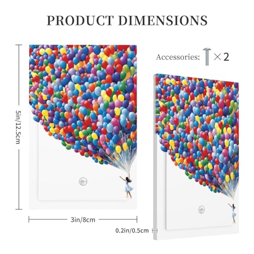 Decorative Switch Covers Plate Girl Holding Colorful Balloons 1 Gang No Device Single Blank Outlet Covers Wall Plate Cover Light Switch Plate Electrical Faceplate for Bedroom Home Decor