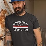 klassischer Schnitt World of Football T-Shirt Supporters-Freiburg schwarz - XXL