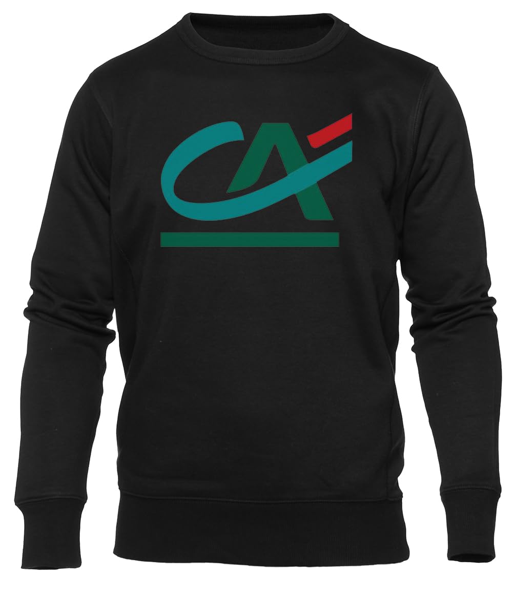 Credit Agricole Czarna Bluza Unisex Z Okrągłym Dekoltem Unisex Black Sweatshirt Crewneck