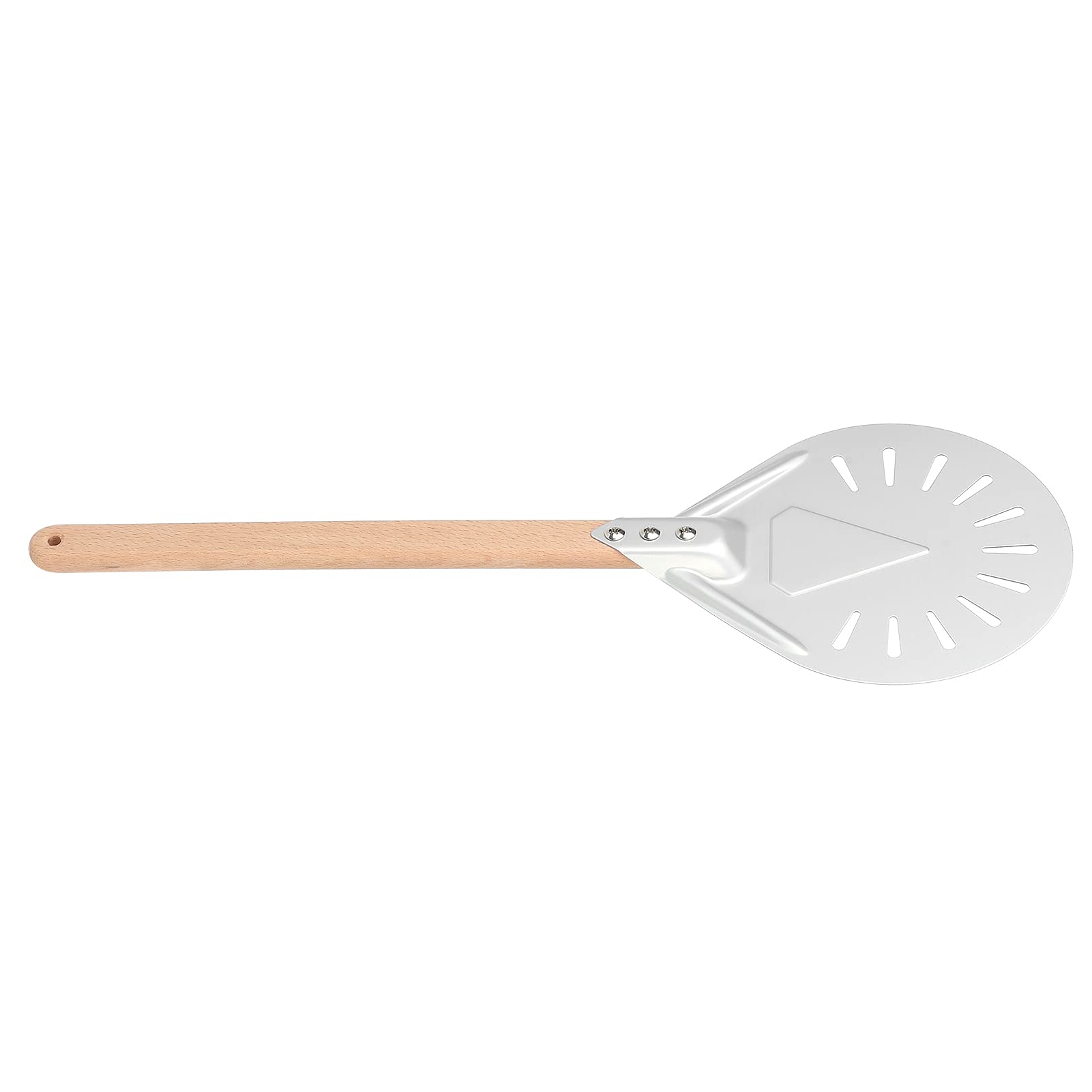 Pizza Turning Peel,Round Aluminum Perforated Pizza Peel Turner with Wood Handle Pizza Paddle for Pizza Oven Accessories(8in)Includes a pizza cutter 
