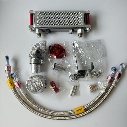 MORIN RACING �z���_5�������L�[125�p�I�C���N�[���[�L�b�g/Oil Cooler Kit For HONDA 5gear Monkey125 JB03 JB05 (Silver×Red)