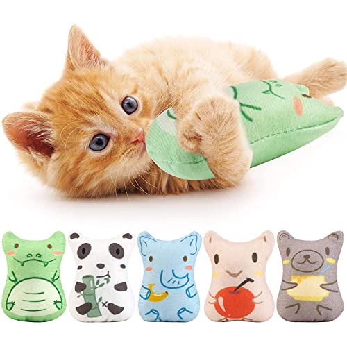 Sunscreen 5 Pack Catnip Toys Catnip Toy Pillow Interactive Catnip Filled Kitten Toy Plush Cat Chew Toys Realistic Cute Soft and Durable Suitable for Cat Chew Toy Animal Shapes