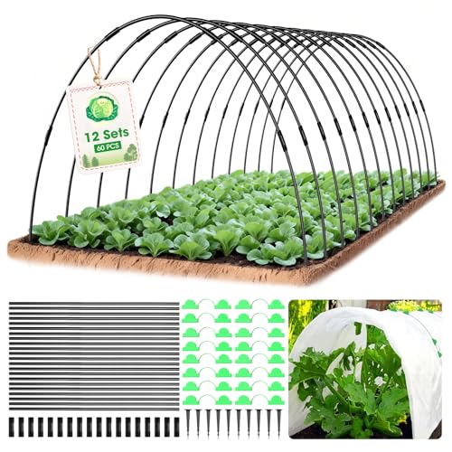 MQHUAYU Arceau pour Serre Tunnel,Cerceau De Jardin, Arche pour Plate-Bande surélevée,Anneaux de Serre Amovibles pour Couverture de Plantes, Tunnels (8, Noir)