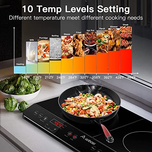 Aaobosi UK-FS-IRC108-2800 Aobosi Double Induction Cooktop Burner With 240 Mins Timer, 1800W 2 Induction Burner With 10 Temperature 9 Power Settings, Portable Induction Cooktop With Touch Sensor Control & Child Safety Lock thumb #3