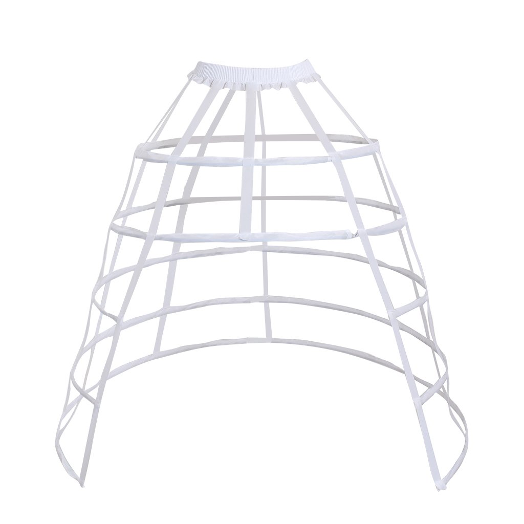SFWXCOSWomen's Rare Vintage Cage Pannier 5 Hoop Skirt Victorian Bustle Baroque Dress Petticoat (Front Open)