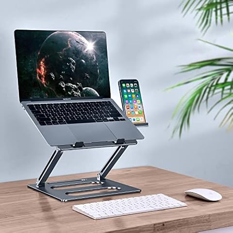 Laptop Stand for Desk Adjustable, xuenair Foldable Laptop Phone Holder,Portable Laptop Riser for MacBook Pro Air Dell Hp More 10-17 inch Laptops -Black Cover