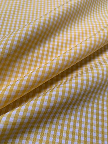 1/8 Inch Yellow Gingham Fabric by The Yard – 60" Wide Polyester Cotton Blend, Lightweight Checked Gingham Material for Sewing, Quilting, Crafts, Table Cloth, Clothing, Bags & Home Décor
