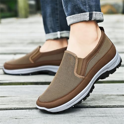 Men's Arch Support Slip-on Canvas Loafers,Casual Orthopedic Sneakers Flats Walking Boat Shoes 6