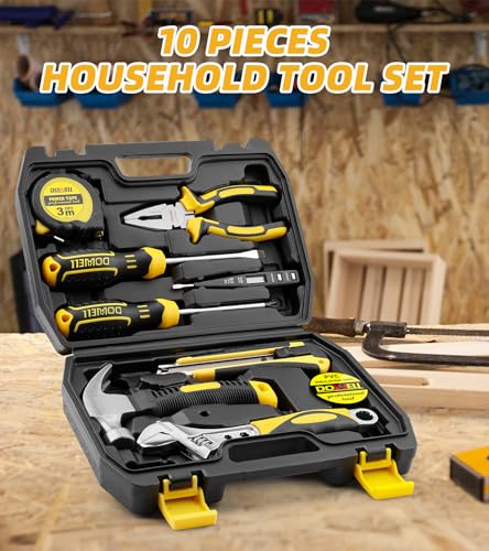 DOWELL Kit de 10 herramientas pequeñas, mini juego de herramientas portátil, kit de herramientas de reparación para el hogar con caja de herramientas de plástico - imagen 3
